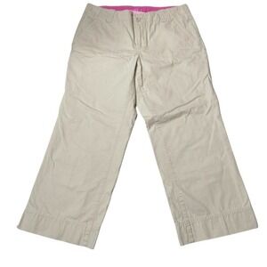 LILLY PULITZER Sz 6 Women Khaki Main Line Fit Cropped Chino Capri Pants Jeans